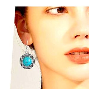 🆕Vintage 👀 BOHO Cirle Drop Turquoise Earrings
